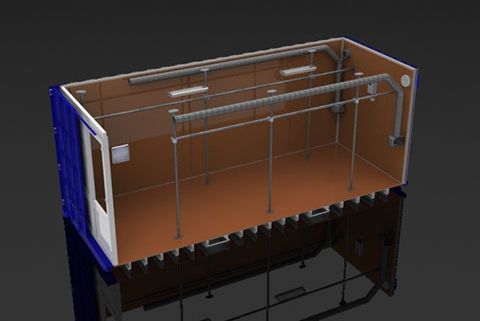 3D visualisering af tørrecontaineren