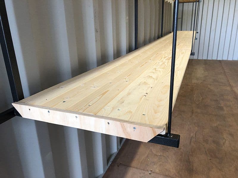 Moveable shelf brackets for containers