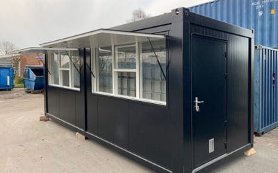 Custom sales stall container with serving hatches