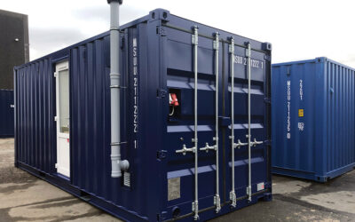 Residential container with gas incinerator toilet