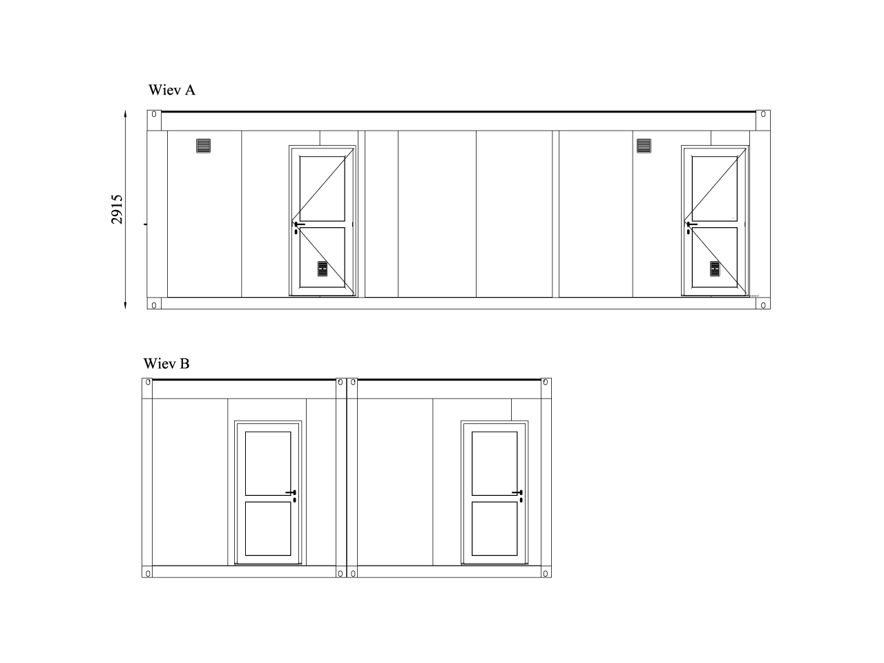 2 pcs joined second 3x9 meter accommodation containers with toilet and shower