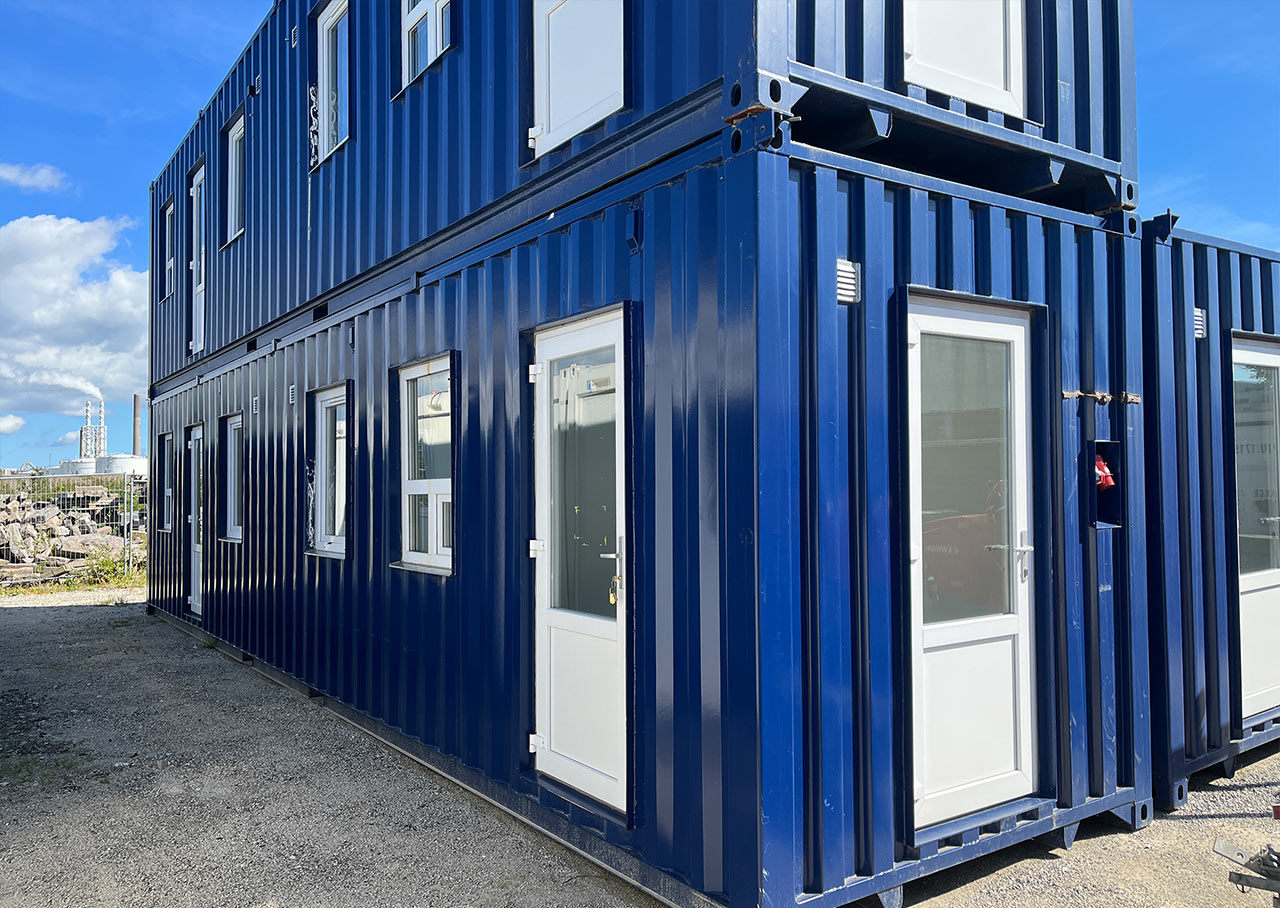 Second hand custom-built 40 ft office container with tent